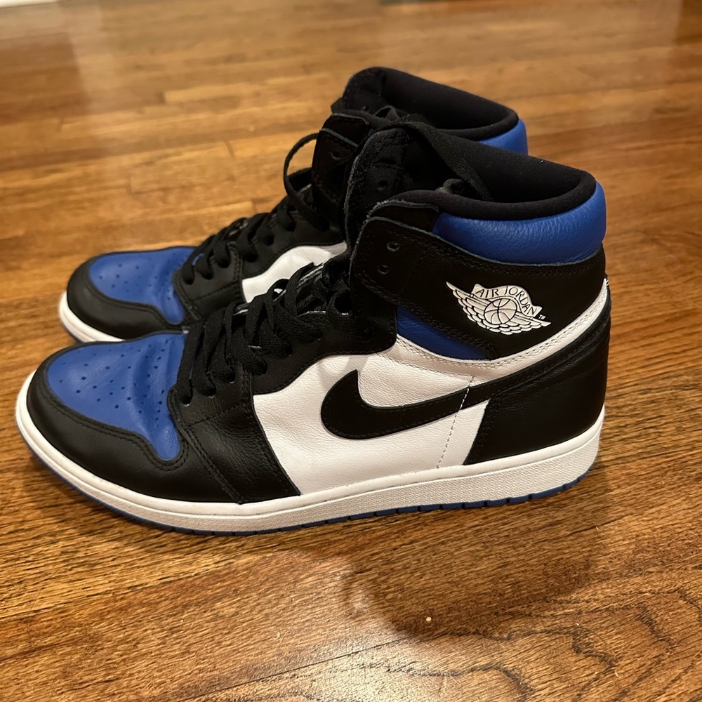 Jordan 1 black and blue black toe high top